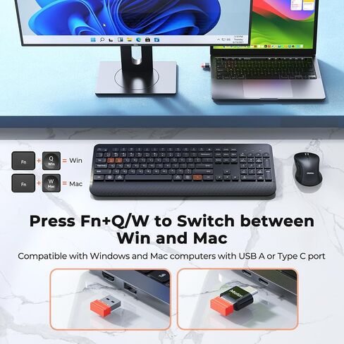 MEETION C3000 Wireless Keyboard and Mouse, 2.4 GHz Wireless, Full Size Keyboard, 3800 DPI Optical Mouse, for Windows, Laptop Computer Desktop Black in Saudi Arabia