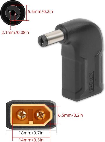 RIIEYOCA XT60 to DC5521 Connector,XT60 Female to DC 5.5mm X 2.1mm Female Wireless Adapter for RC car,FPV Drone,LiPo Battery,Laptop Power Supplies, etc(2pack) in Saudi Arabia