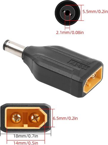 RIIEYOCA XT60 to DC5521 Connector,XT60 Female to DC 5.5mm X 2.1mm Female Wireless Adapter for RC car,FPV Drone,LiPo Battery,Laptop Power Supplies, etc(2pack) in Saudi Arabia