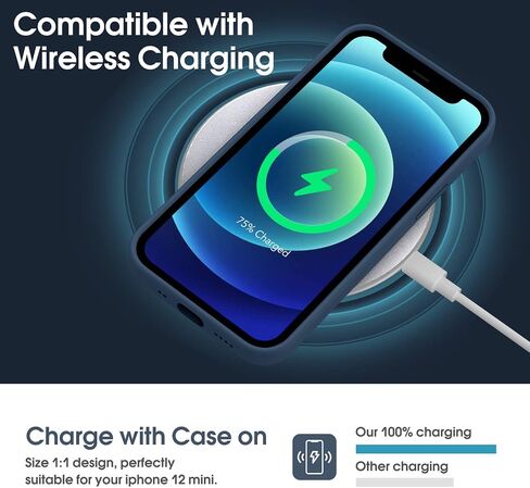 Supdeal Liquid Silicone Case for iPhone 12 Mini, [Camera Protection] [Anti Fingerprint] [Wireless Charging] 4 Layer Phone Case Protective Cover, Built-in Microfiber Case Cover, 5.4", Black in Saudi Arabia