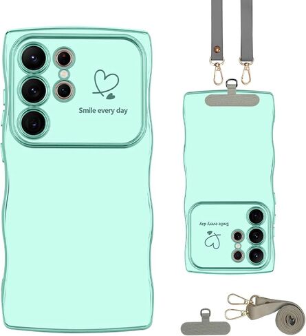 Case for Samsung Galaxy S24 Ultra Case,Cute Curly Shape Wavy Frame Love Pattern Sturdy Fit Protective Case Cover for Samsung S24 Ultra for Girls Women,with Crossbody Lanyard,Rose Red in Saudi Arabia