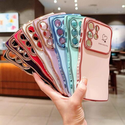 Case for Samsung Galaxy S24 Ultra Case,Cute Curly Shape Wavy Frame Love Pattern Sturdy Fit Protective Case Cover for Samsung S24 Ultra for Girls Women,with Crossbody Lanyard,Rose Red in Saudi Arabia