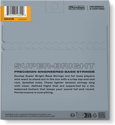 JIM JIM DUNLOP DBSBS45105 Super Bright Bass Strings, Stainless Steel, Medium, .045-.105, 4 Strings/Set in Kuwait