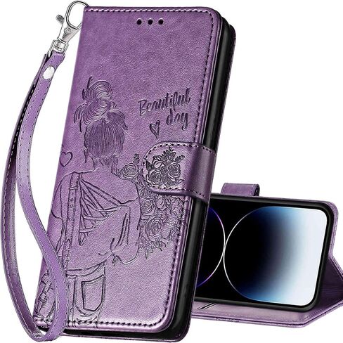 for iPhone 14 Pro Max Wallet case, Flip Folio Cover with Stand Feature for Women Men, PU Leather Phone Case Fit for iPhone 14 Pro Max 6.7'' [Rose Gold] in Saudi Arabia