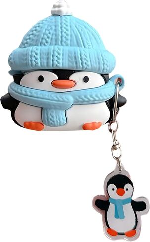 Case Compatible with Airpods Pro/Pro2, 3D Cute Kawaii Character Fish Penguin Keychain Cover, Portable Earbuds Accessories Soft Silicone Shockproof Wireless Earphone Protector with Pendant in Kuwait