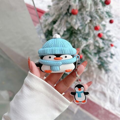 Case Compatible with Airpods Pro/Pro2, 3D Cute Kawaii Character Fish Penguin Keychain Cover, Portable Earbuds Accessories Soft Silicone Shockproof Wireless Earphone Protector with Pendant in Kuwait