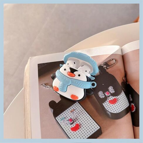 Case Compatible with Airpods Pro/Pro2, 3D Cute Kawaii Character Fish Penguin Keychain Cover, Portable Earbuds Accessories Soft Silicone Shockproof Wireless Earphone Protector with Pendant in Kuwait