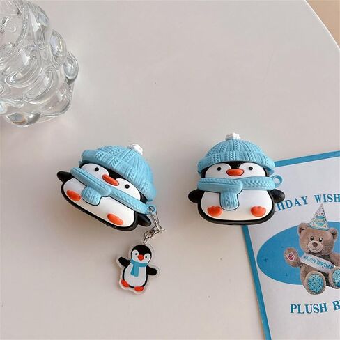 Case Compatible with Airpods Pro/Pro2, 3D Cute Kawaii Character Fish Penguin Keychain Cover, Portable Earbuds Accessories Soft Silicone Shockproof Wireless Earphone Protector with Pendant in Kuwait