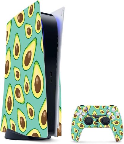 MightySkins Gaming Skin for PS5 / Playstation 5 Digital Edition Bundle - Blue Avocados | Protective Viny wrap | Easy to Apply and Change Styles | Made in The USA in Saudi Arabia