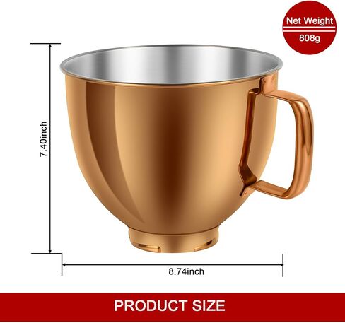 5 QT Stainless Steel Mixer Bowl Compatible with KitchenAid Artisan&Classic Series 4.5-5QT Tilt-Head Mixers K45 KSM70 KSM150 etc. Replacment for KitchenAid Mixer Bowl(Heavy Duty Radiant Gold) in Saudi Arabia