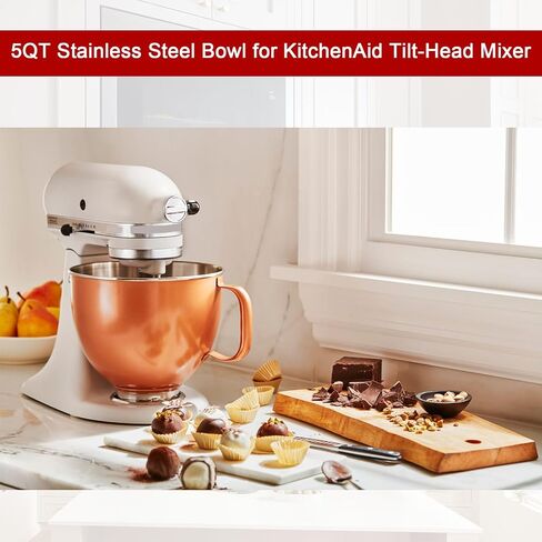 5 QT Stainless Steel Mixer Bowl Compatible with KitchenAid Artisan&Classic Series 4.5-5QT Tilt-Head Mixers K45 KSM70 KSM150 etc. Replacment for KitchenAid Mixer Bowl(Heavy Duty Radiant Gold) in Saudi Arabia