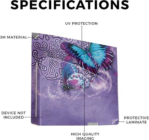 Glossy Glitter Gaming Skin Compatible with Sony Disc Drive for PS5 Digital Edition Consoles - Celtic Butterflies - Premium 3M Vinyl Protective Wrap Decal Cover | Crafted in The USA by MightySkins in Kuwait