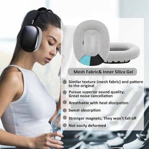 Upgraded Ear Cushions for AirPods Max Headphones Earpads with Gel, Protein Leather, Memory Foam Sweatproof (Dark Grey) in Saudi Arabia