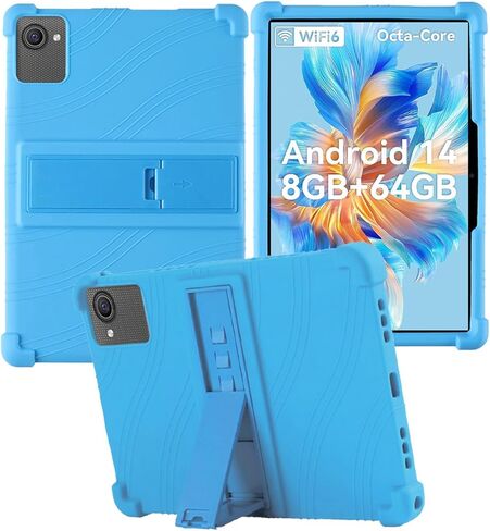 for ZOFYWNAS C10 Tablet 10 Inch Android 14 Tablets Case,BOVUGAC Soft Silicone Adjustable Stand Shockproof Kids Friendly for ZOFYWNAS C10 10"(Blue) in Kuwait