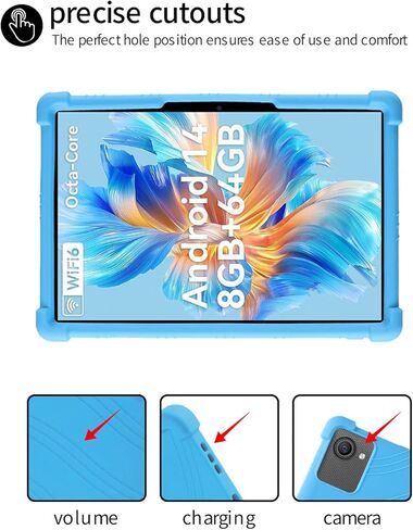 for ZOFYWNAS C10 Tablet 10 Inch Android 14 Tablets Case,BOVUGAC Soft Silicone Adjustable Stand Shockproof Kids Friendly for ZOFYWNAS C10 10"(Blue) in Kuwait