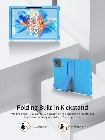 for ZOFYWNAS C10 Tablet 10 Inch Android 14 Tablets Case,BOVUGAC Soft Silicone Adjustable Stand Shockproof Kids Friendly for ZOFYWNAS C10 10"(Blue) in Kuwait