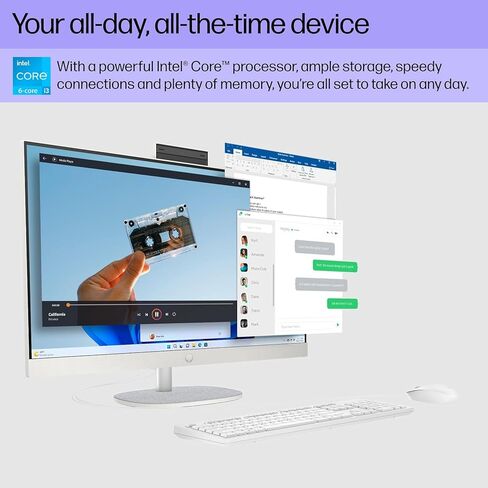 HP Newest 27" All-in-One Desktop Computer, FHD IPS Touchscreen, 12-core Intel Core Ultra 7-155U Processor, 32GB DDR5, 4TB SSD, Wi-Fi 6, HDMI, Wireless KB&Mouse, Windows 11 Home, WOWPC Bundle in Saudi Arabia