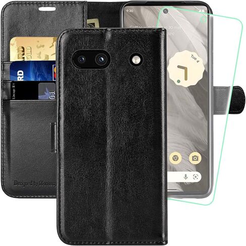 MONASAY Wallet Case Compatible for Google Pixel 7a,[RFID Blocking] Flip Folio Leather Cell Phone Cover with Credit Card Holder, Burgundy in Saudi Arabia
