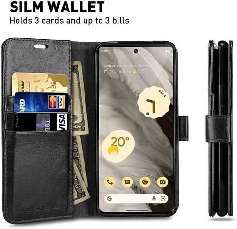 MONASAY Wallet Case Compatible for Google Pixel 7a,[RFID Blocking] Flip Folio Leather Cell Phone Cover with Credit Card Holder, Burgundy in Saudi Arabia