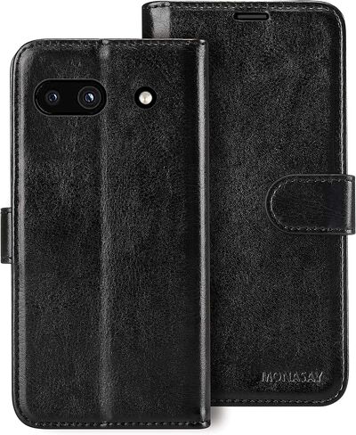 MONASAY Wallet Case Compatible for Google Pixel 7a,[RFID Blocking] Flip Folio Leather Cell Phone Cover with Credit Card Holder, Burgundy in Saudi Arabia