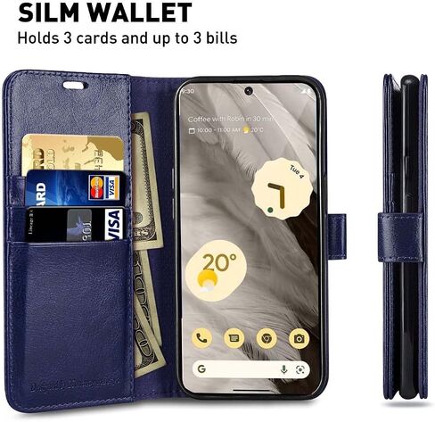 MONASAY Wallet Case Compatible for Google Pixel 7a,[RFID Blocking] Flip Folio Leather Cell Phone Cover with Credit Card Holder, Burgundy in Saudi Arabia