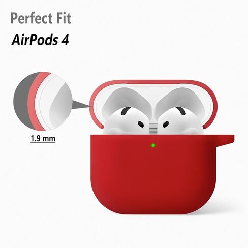 Geiomoo Silicone Case for Air Pods 4, Protective Cover with Carabiner (Black-1) in Saudi Arabia