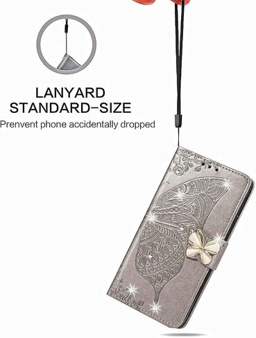 حقيبة هاتف محفظة لـ Samsung Galaxy A14،3d Butterfly Pattern Pu Leather Flip Phone مع قفل مغناطيسي وحامل فتحات البطاقة النقدية لـ A14 5G/4G ، HZD Rhinestone Black in Saudi Arabia