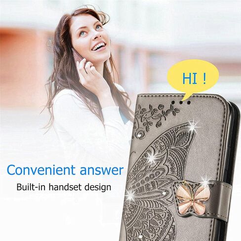 حقيبة هاتف محفظة لـ Samsung Galaxy A14،3d Butterfly Pattern Pu Leather Flip Phone مع قفل مغناطيسي وحامل فتحات البطاقة النقدية لـ A14 5G/4G ، HZD Rhinestone Black in Saudi Arabia