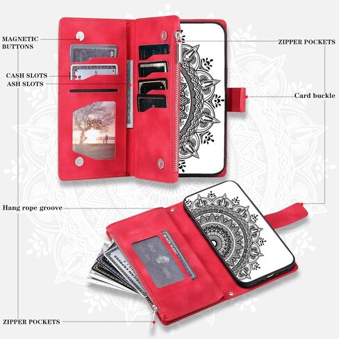 Crossbody Wallet Case for iPhone XR, Leather Case with Lanyard Strap Wristlet Zipper Card Holder, Flip Phone case Cover for iPhone XR (Pink) in Saudi Arabia
