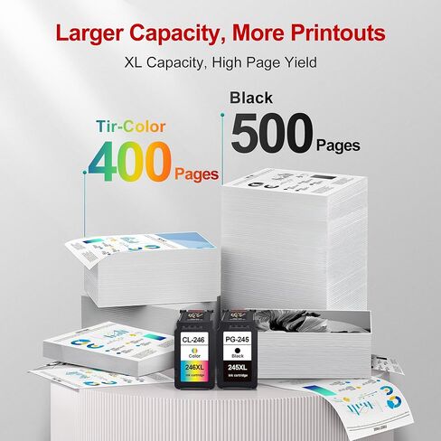 PG-245 XL Black Printer Ink Cartridge High Capacity for Canon 245XL Black Ink PG-245XL Compatible to Canon Pixma MX490 MX492 MG2522 MG3022 MG2520 TR4522 TS3122 TS3300 TS3322 Printer (2 Black Pack) in Saudi Arabia