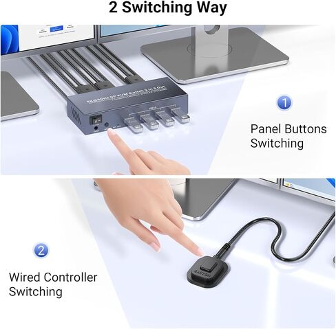 HDMI Displayport KVM Switch 2 Monitors 2 Computers, 8K60Hz 4K120Hz USB 3.0 Dual Monitor HDMI DP KVM Switch, 2 Port KVM Switch for Controlling 2 PC with 1 Set of Keyboard, Mouse and 2 Monitors in Saudi Arabia