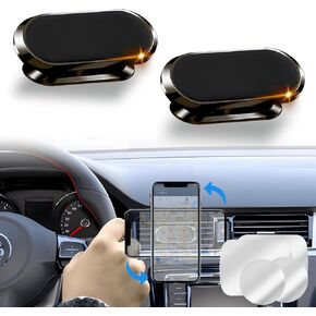 2Pcs Car Magnetic Phone Holder, 360 Degrees Rotation Magnetic Phone Mount, Never Block View, Ultra Magnetic Flex Car Phone Holder, Dashboard Car Mount Compatible All Smart Phones(Rose Gold)