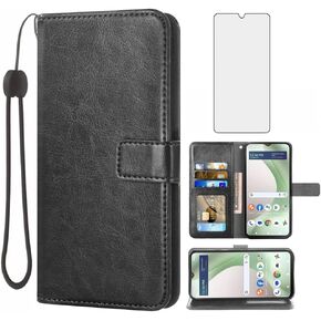 Compatible with Tracfone BLU View 5 B160V Wallet Case Tempered Glass Screen Protector and Leather Flip Card Holder Stand Cell Accessories Phone Cases for Trac Fone BLUE View5 160V 2024 Women Men Brown