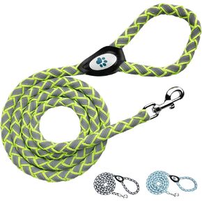 Reflective Dog Leash. Heavy Duty and Durable for Large and Medium Breeds. 6 Ft Long Rope, Tangle Free Braided Leash with Comfortable Handle