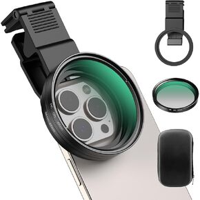 APEXEL ND Filter 67mm Variable ND2-ND32 for iPhone/DSLR Neutral Density Filter for iPhone Camera Lens 16 15 14 13 12 Pro Max Samsung Galaxy Huawei with Adapter Ring, Universal Clip, Cold Shoe in Kuwait