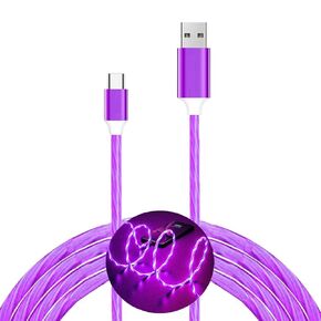 USB C Cable, 3A LED Light Up Fast Charger Charging Cords Type C Cable Compatible with iPhone 15 Pro Samsung Galaxy S21 S20 S10 S10E S9 S8 Plus Note 20 10 9 8, LG G8 and More (Blue, 2m/6.5ft)