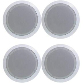 Pyle PDIC Series 5.25 Inch 150 Watts 4.8 Ohms Round Flush Mount Wall and Ceiling Home Speakers with Directable Polymer Dome Tweeter, (4 Pack)