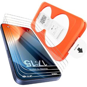 واقي شاشة Soopii 4 عبوات لـ iPhone 15/ iPhone 16 ، [Bubble and Dust Free] [تثبيت محاذاة تلقائي] ، فيلم زجاجي 9H HD HD HD For Apple 15/16 (6.1 بوصة)