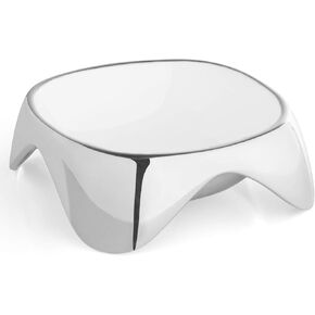 Nambe - Pet Collection - Small Triangular Enameled Pet Bowl with Non-slip Grips 7" x 1.5" - Made with Nambe Alloy - Designed by Karim Rashid