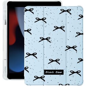 Cute Kawaii Cherry Bow for iPad 10th Generation Case 10.9 Inch 2022 with Pencil Holder, Auto Sleep/Wake, Pink Leather Soft TPU Back Cover