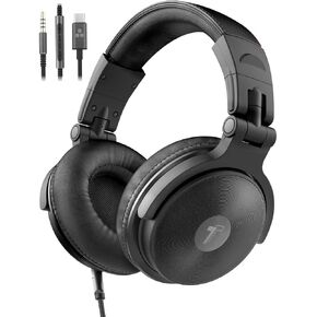 Encased Thore USB C Over Ear Headphones Wired with USB-C Connector – Closed Back Studio DJ Monitor Earphones with Mic (50mm Neodymium Drivers) (V200 Black)