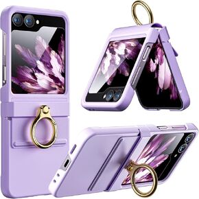 Hoerrye for Samsung Galaxy Z Flip 6 Case [Ring ＆ Stand 2 in 1] [Hinge Protection] [Built-in Front Screen Protector] Skin-Friendly Cute Slim Wireless Charging Shockproof Phone Cover- Pink in Kuwait