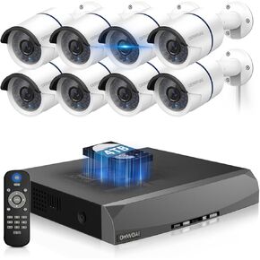 OHWOAI 《36 Infrared LED 100ft Super Night Vision》Outdoor CCTV Camera Security System with Audio,5.0MP PoE Wired Cameras,Home Surveillance Video Equipment