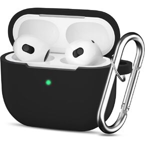 for AirPods 3 Case Cover with Keychain, Full Protective Silicone Case Accessories for AirPods 3rd Generation, Front LED Visible, Fog