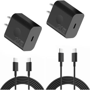 USB C Charger Block 20W Fast Charging Super Fast Usbc Block with 5ft USB-C Charger Cable Compatible with iPhone 16/16 pro/15/15 Plus/15 Pro Max/Galaxy S23 Ultra/S23+/S22/S21/S20 (Black, 5ft4pack)