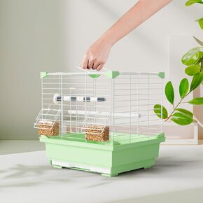 12" Travel Bird Cage, Portable Parrot Cage, Temporary Bird Carrier, Lightweight, Breathable, Easy to Carry and Clean, for Daily Outing, Short Trip, for Small Birds, Green