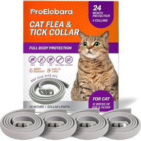 Flea and Tick Prevention Collars for Cats: Effective Pet Flea & Tick Treatment for Cats - Waterproof Adjustable Flea Tick Collars for Large & Small Cat, Outdoor Flea Tick Control for Kittens 4 Pack