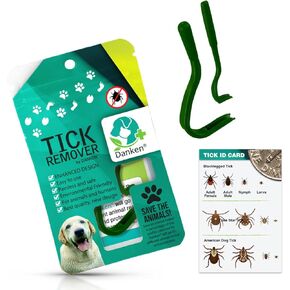 Danken® Tick Remover Tool for Dogs, Cats, Horses, and Humans | Enhanced Design | Tick Grabber | Tick Puller | Tick Tweezer | Safe & Easy Tick Removal | 1-Pack of 2 | with Resealable Bag