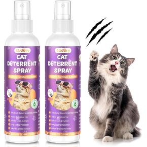2 Pack Cat Deterrent Spray Indoor & Outdoor– Cat Repellent Spray for Scratching & Marking – Anti-Scratch Deterrent for Furniture, Walls, Cords & Plants – Cat Spray for Training & Behavior Correction