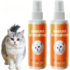 Cat Deterrent Spray, Indoor & Outdoor Repellent Spray for Cats, Effective Urine & Scratch Prevention for Furniture, Sofas, Rugs, and Curtains,Training Aid to Keep Cats Away, Pack-2